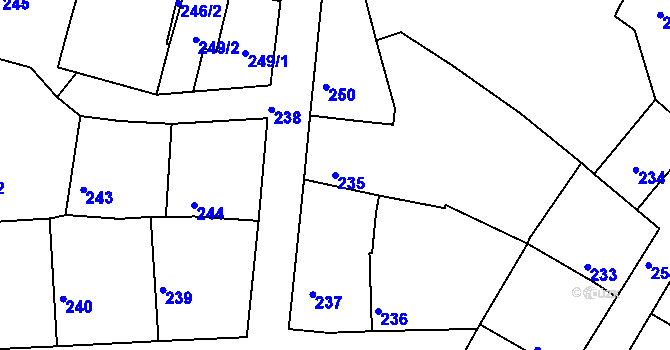 Parcela st. 235 v KÚ Velké Chvalovice, Katastrální mapa