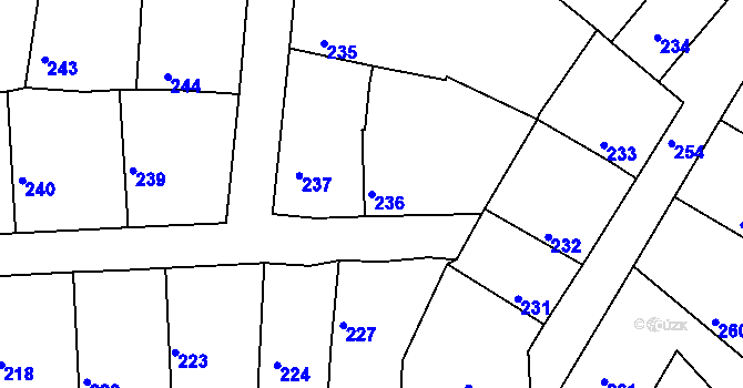 Parcela st. 236 v KÚ Velké Chvalovice, Katastrální mapa