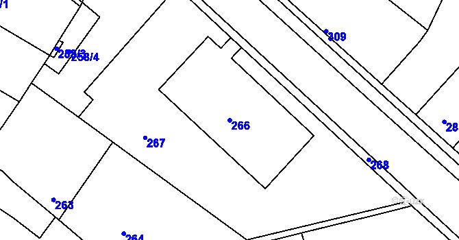 Parcela st. 266 v KÚ Velké Chvalovice, Katastrální mapa