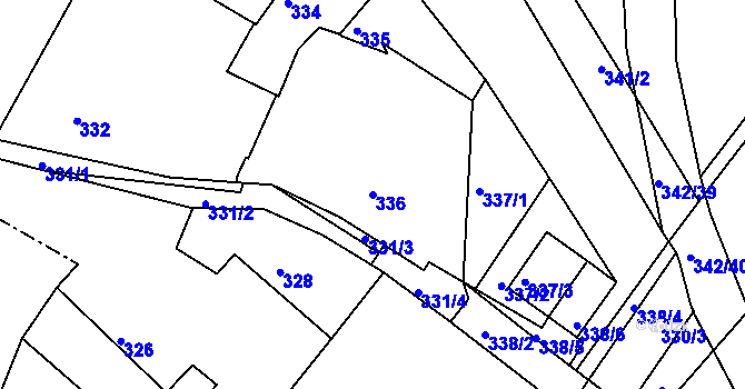 Parcela st. 336 v KÚ Velké Chvalovice, Katastrální mapa