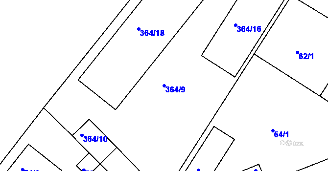 Parcela st. 364/9 v KÚ Velké Chvalovice, Katastrální mapa