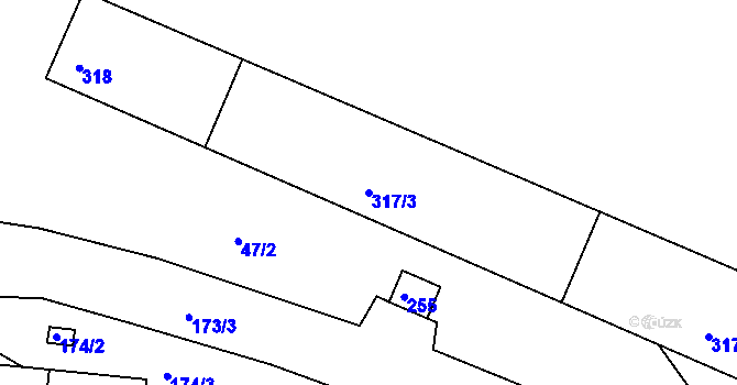 Parcela st. 317/3 v KÚ Velké Chvalovice, Katastrální mapa