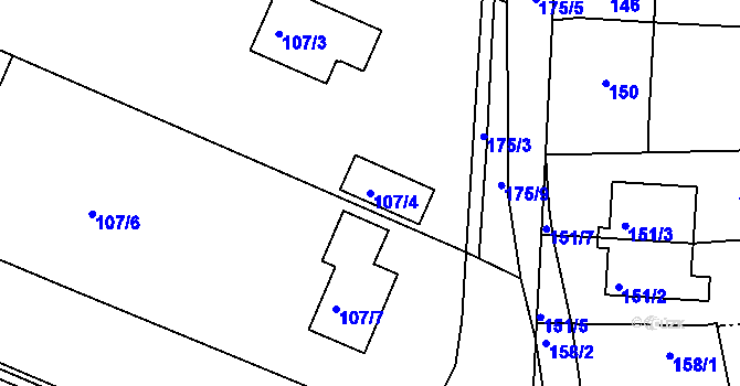 Parcela st. 107/4 v KÚ Velké Chvalovice, Katastrální mapa