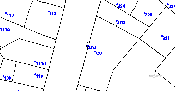 Parcela st. 47/4 v KÚ Velké Chvalovice, Katastrální mapa