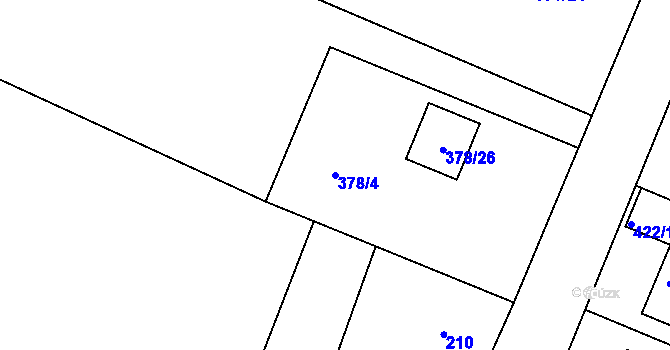 Parcela st. 378/4 v KÚ Velké Chvalovice, Katastrální mapa