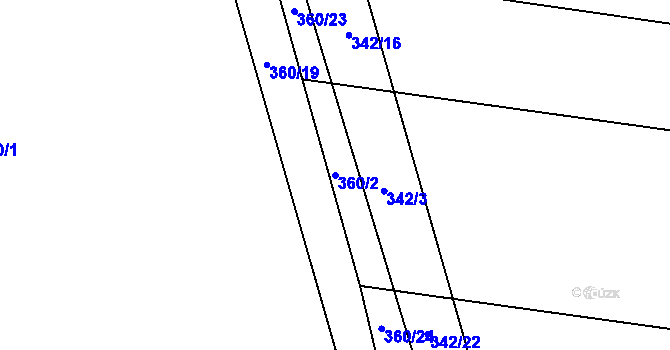 Parcela st. 360/2 v KÚ Velké Chvalovice, Katastrální mapa