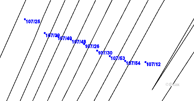 Parcela st. 107/30 v KÚ Velké Chvalovice, Katastrální mapa