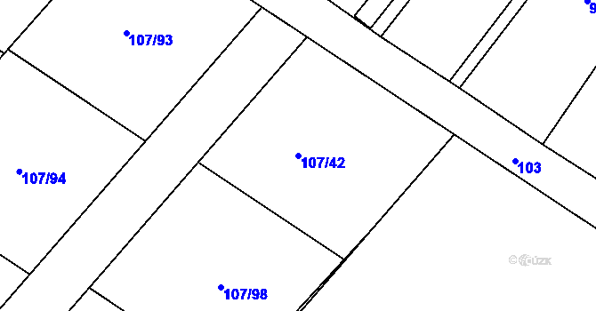 Parcela st. 107/42 v KÚ Velké Chvalovice, Katastrální mapa