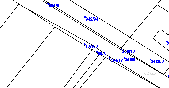 Parcela st. 107/80 v KÚ Velké Chvalovice, Katastrální mapa