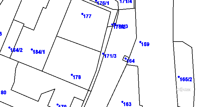 Parcela st. 171/3 v KÚ Velké Chvalovice, Katastrální mapa
