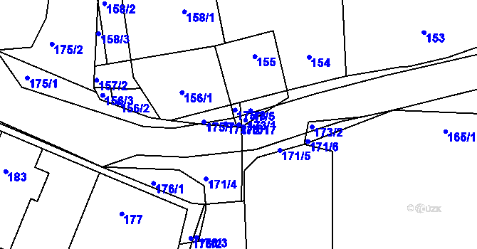 Parcela st. 172/17 v KÚ Velké Chvalovice, Katastrální mapa