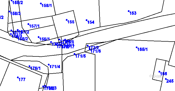Parcela st. 173/2 v KÚ Velké Chvalovice, Katastrální mapa