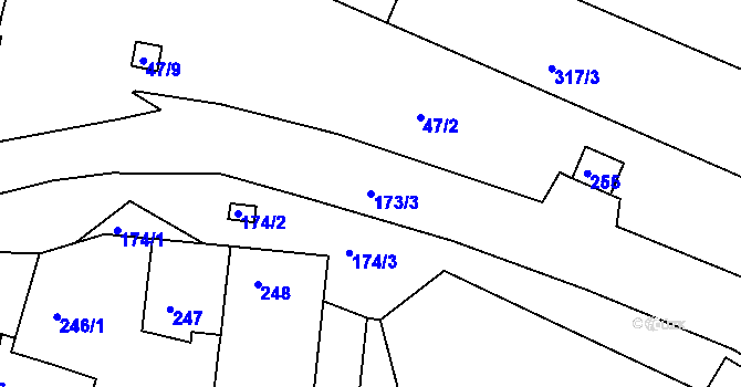 Parcela st. 173/3 v KÚ Velké Chvalovice, Katastrální mapa