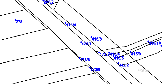 Parcela st. 173/7 v KÚ Velké Chvalovice, Katastrální mapa