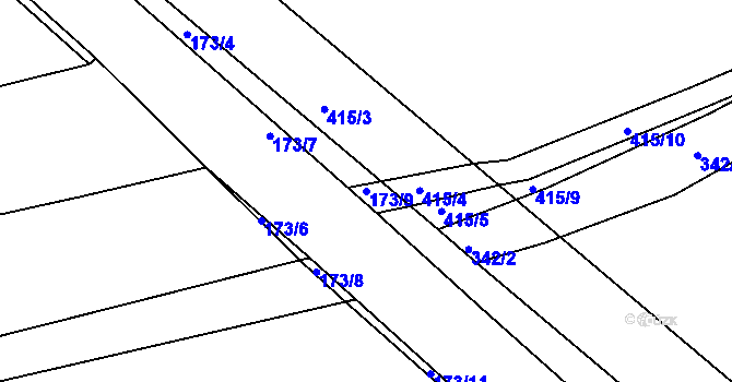 Parcela st. 173/9 v KÚ Velké Chvalovice, Katastrální mapa