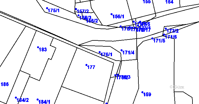 Parcela st. 176/1 v KÚ Velké Chvalovice, Katastrální mapa