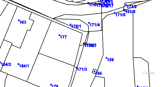 Parcela st. 176/2 v KÚ Velké Chvalovice, Katastrální mapa