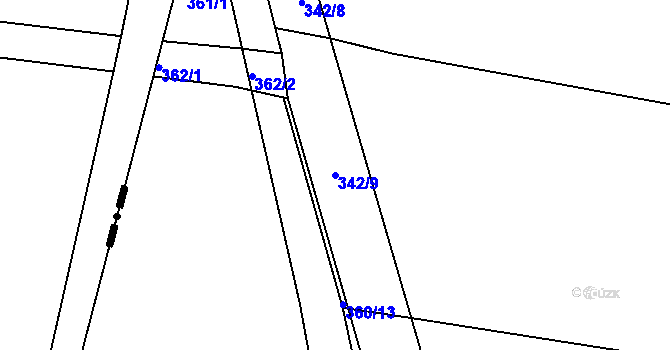 Parcela st. 342/9 v KÚ Velké Chvalovice, Katastrální mapa
