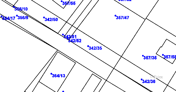 Parcela st. 342/35 v KÚ Velké Chvalovice, Katastrální mapa