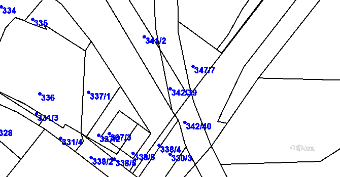 Parcela st. 342/39 v KÚ Velké Chvalovice, Katastrální mapa
