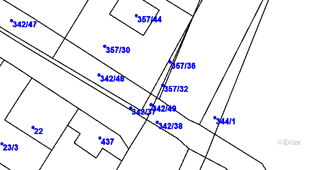 Parcela st. 357/32 v KÚ Velké Chvalovice, Katastrální mapa