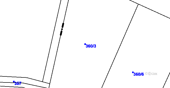 Parcela st. 360/3 v KÚ Velké Chvalovice, Katastrální mapa