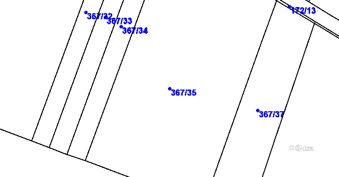 Parcela st. 367/35 v KÚ Velké Chvalovice, Katastrální mapa
