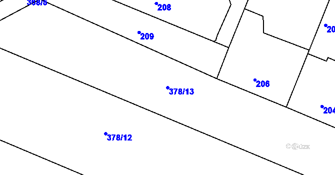 Parcela st. 378/13 v KÚ Velké Chvalovice, Katastrální mapa