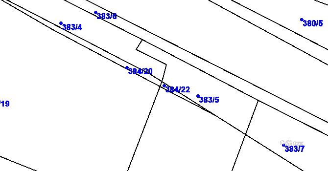 Parcela st. 384/22 v KÚ Velké Chvalovice, Katastrální mapa
