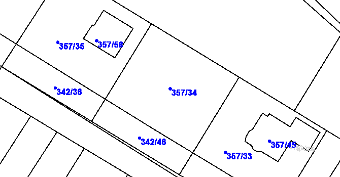 Parcela st. 357/34 v KÚ Velké Chvalovice, Katastrální mapa