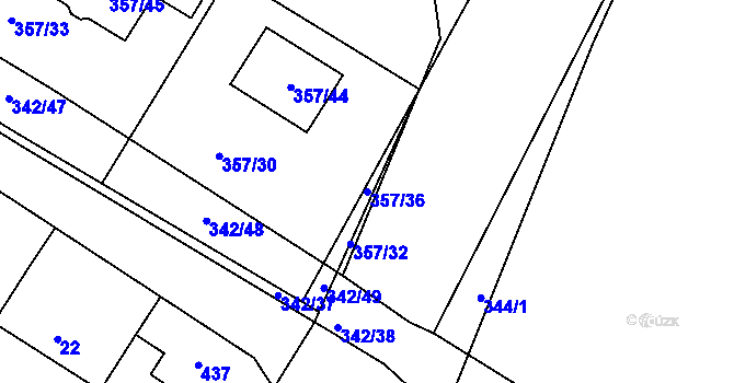 Parcela st. 357/36 v KÚ Velké Chvalovice, Katastrální mapa