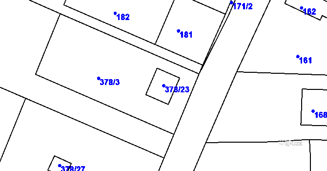 Parcela st. 378/23 v KÚ Velké Chvalovice, Katastrální mapa