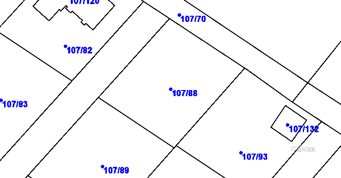 Parcela st. 107/88 v KÚ Velké Chvalovice, Katastrální mapa