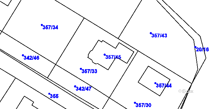 Parcela st. 357/45 v KÚ Velké Chvalovice, Katastrální mapa