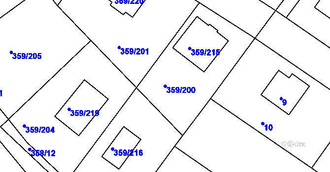 Parcela st. 359/200 v KÚ Velké Chvalovice, Katastrální mapa