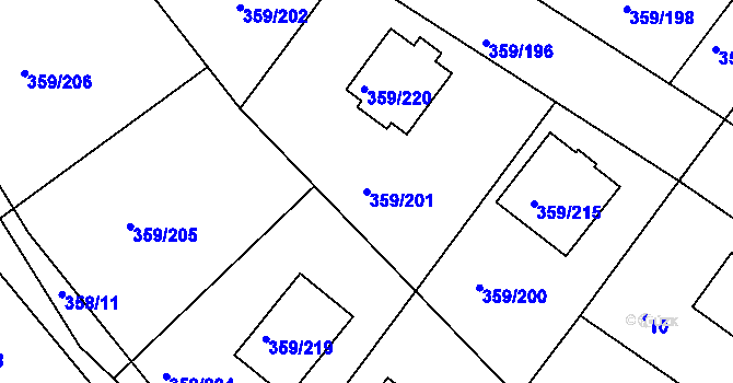 Parcela st. 359/201 v KÚ Velké Chvalovice, Katastrální mapa