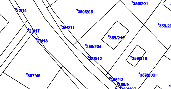 Parcela st. 359/204 v KÚ Velké Chvalovice, Katastrální mapa