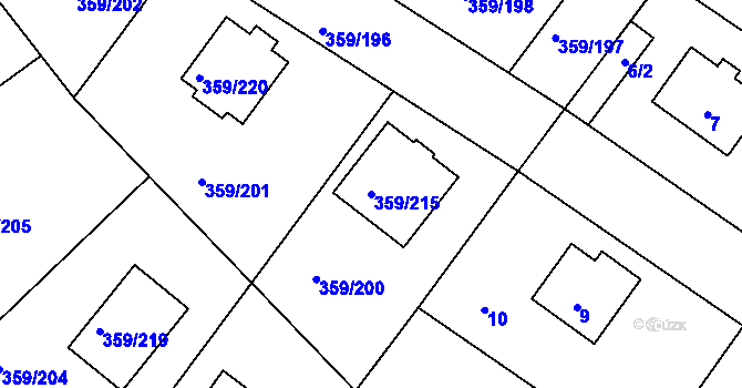 Parcela st. 359/215 v KÚ Velké Chvalovice, Katastrální mapa