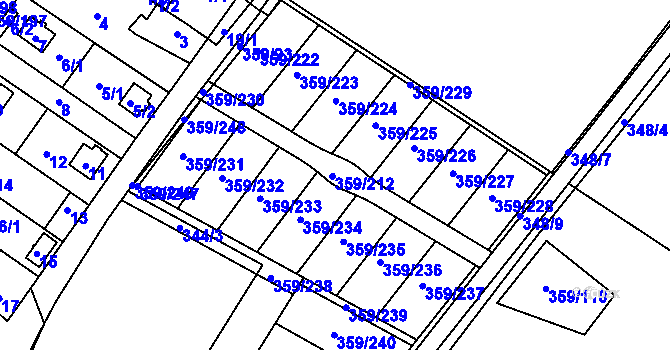 Parcela st. 359/212 v KÚ Velké Chvalovice, Katastrální mapa