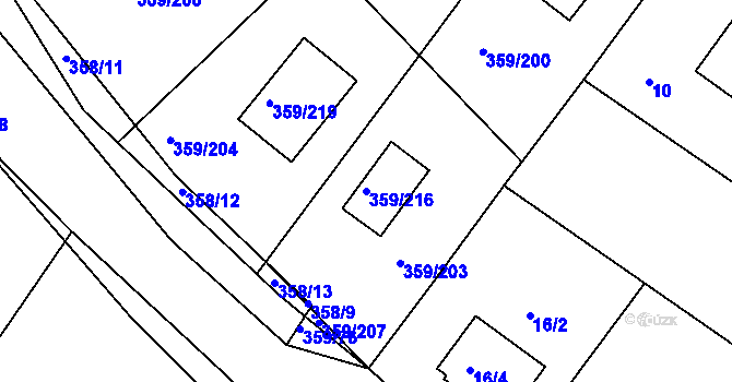 Parcela st. 359/216 v KÚ Velké Chvalovice, Katastrální mapa