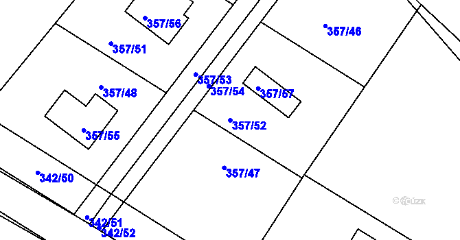 Parcela st. 357/52 v KÚ Velké Chvalovice, Katastrální mapa