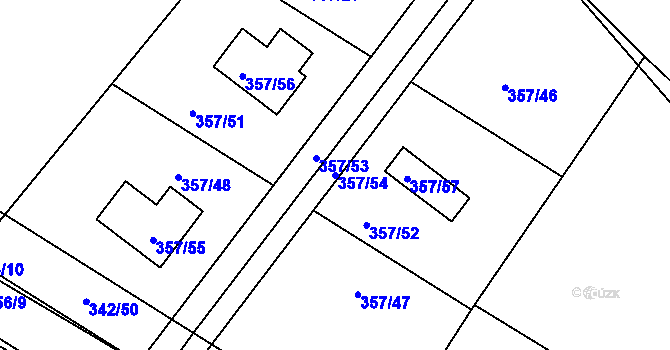 Parcela st. 357/54 v KÚ Velké Chvalovice, Katastrální mapa