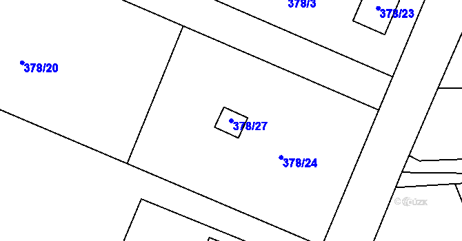 Parcela st. 378/27 v KÚ Velké Chvalovice, Katastrální mapa