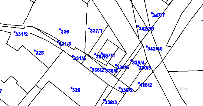 Parcela st. 337/3 v KÚ Velké Chvalovice, Katastrální mapa