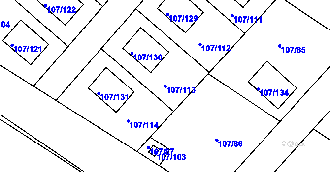 Parcela st. 107/113 v KÚ Velké Chvalovice, Katastrální mapa