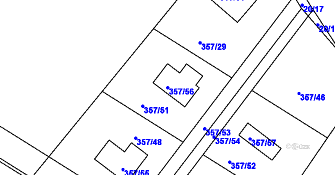 Parcela st. 357/56 v KÚ Velké Chvalovice, Katastrální mapa