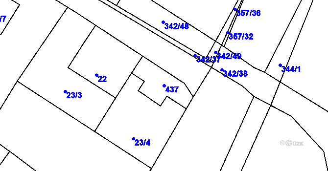 Parcela st. 437 v KÚ Velké Chvalovice, Katastrální mapa