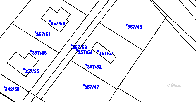 Parcela st. 357/57 v KÚ Velké Chvalovice, Katastrální mapa