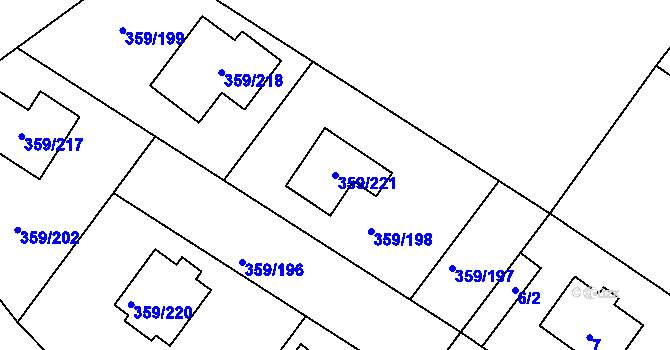 Parcela st. 359/221 v KÚ Velké Chvalovice, Katastrální mapa