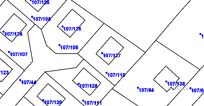 Parcela st. 107/127 v KÚ Velké Chvalovice, Katastrální mapa